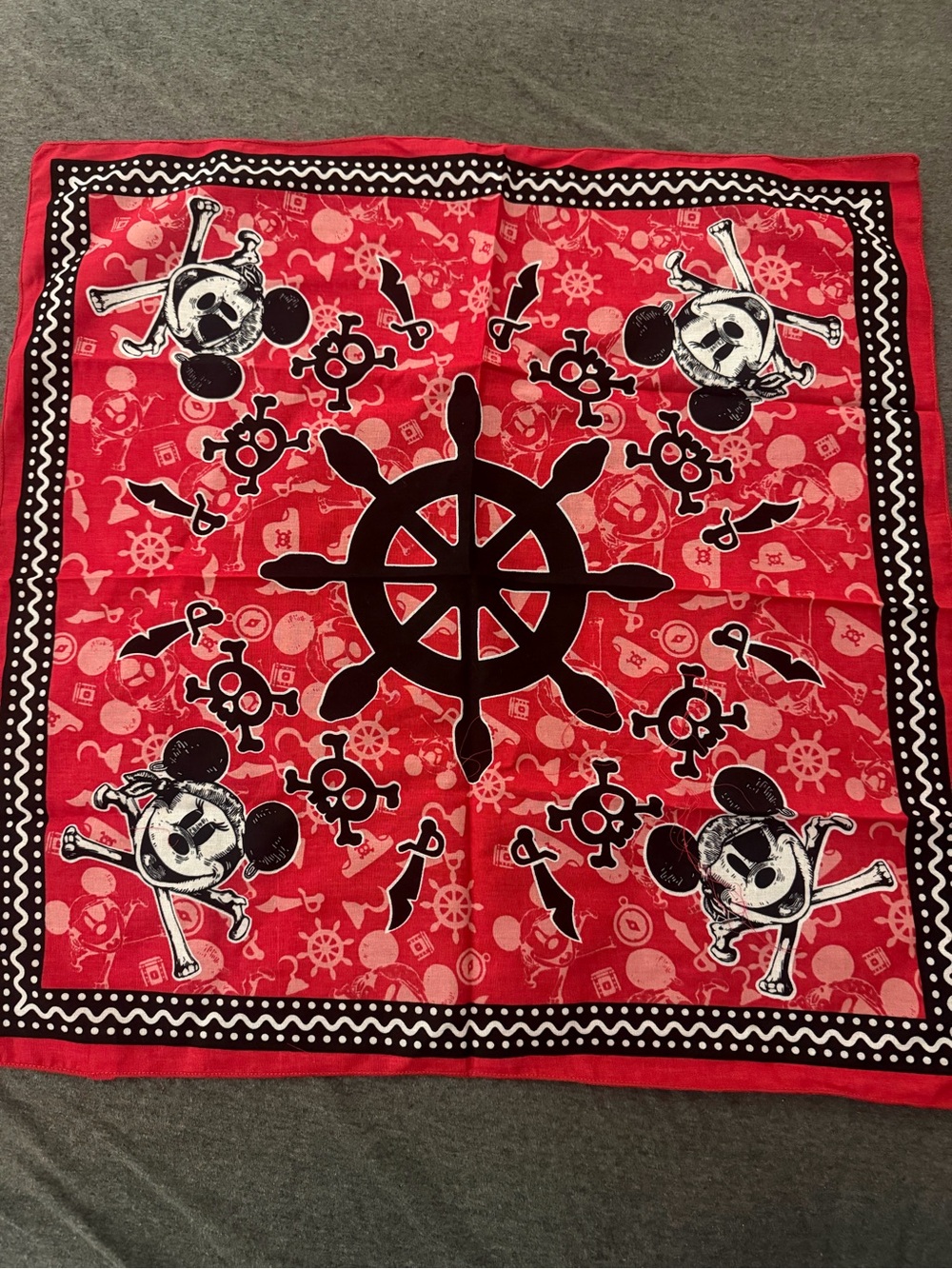 Disney Cruise Red Pirate Wheel & Skull Bandana for Dress-Up